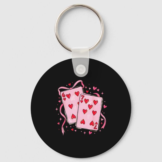 Valentine 6 7 Valentines Day Matching Couple Heart Keychain (Front)