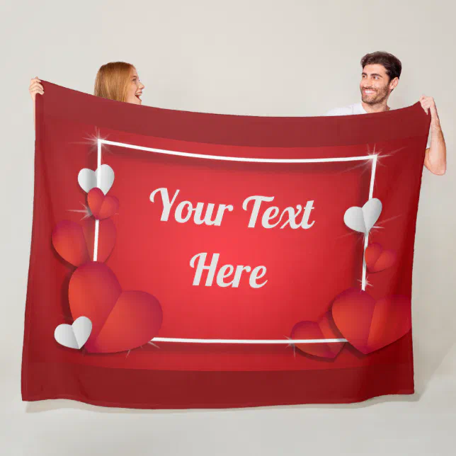 VALENTINE ( Add Your Text) Fleece Blanket Zazzle