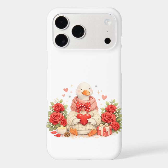 Valentine adorable goose roses iPhone case (Back)