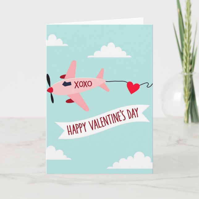 Valentine Airplane Xoxo Card (Front)