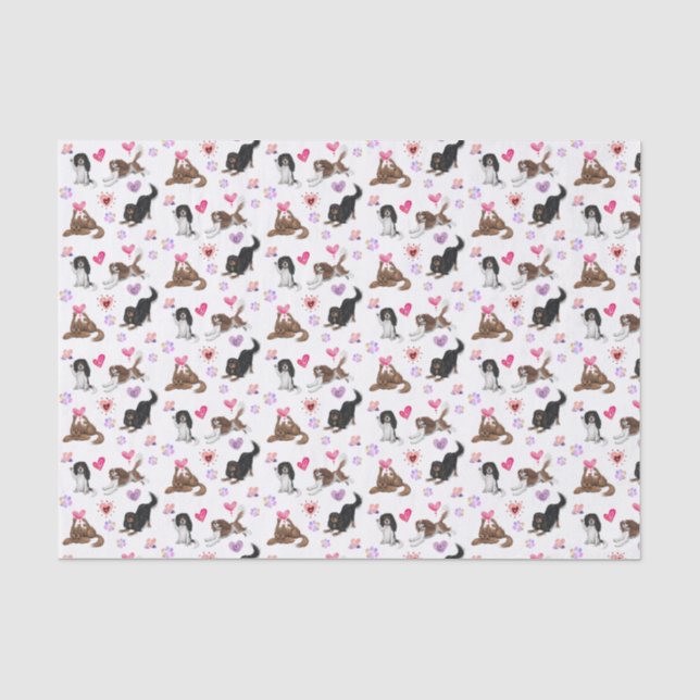 Valentine and Love Cavalier Tissue Paper (Front)