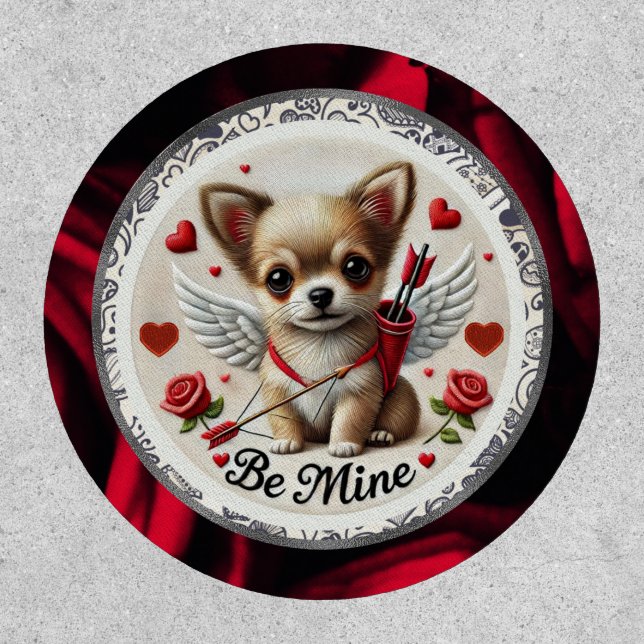 Valentine Angel Chihuahua Patch – Be Mine Dog Love (Front)