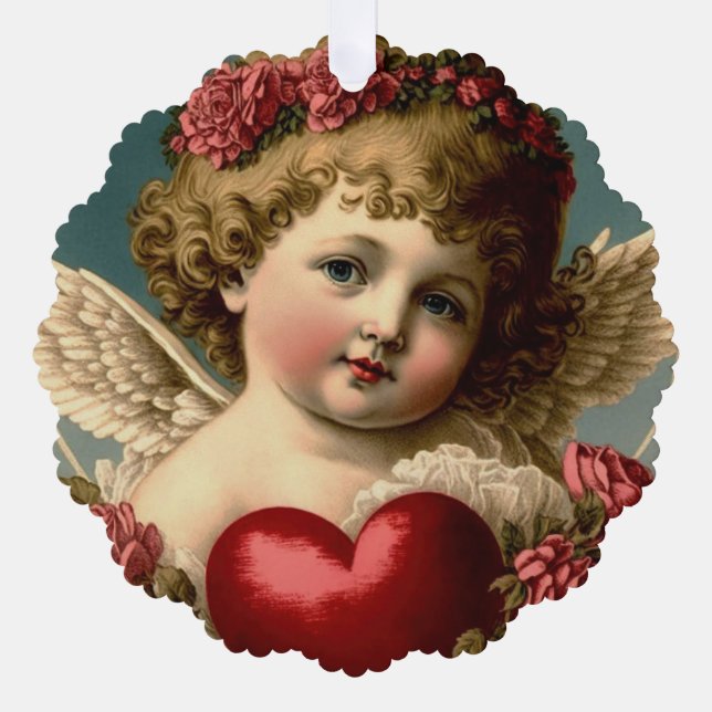 Valentine Angel Paper Ornament Card (Front)