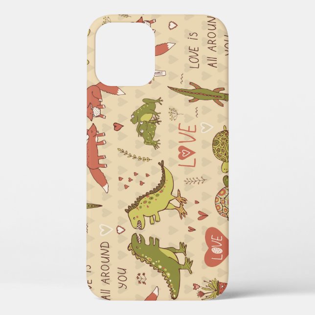 Valentine Animal Hand-Drawn Print Case-Mate iPhone Case (Back)