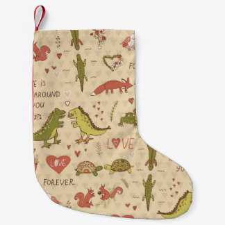Valentine Animal Hand-Drawn Print Small Christmas Stocking
