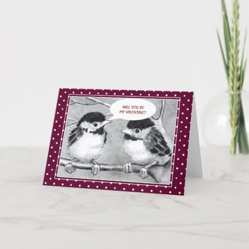 VALENTINE BABY BIRDS IN PENCIL CUTE HOLIDAY CARD