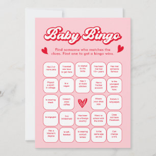 Valentine Baby Shower Baby Bingo Game Card