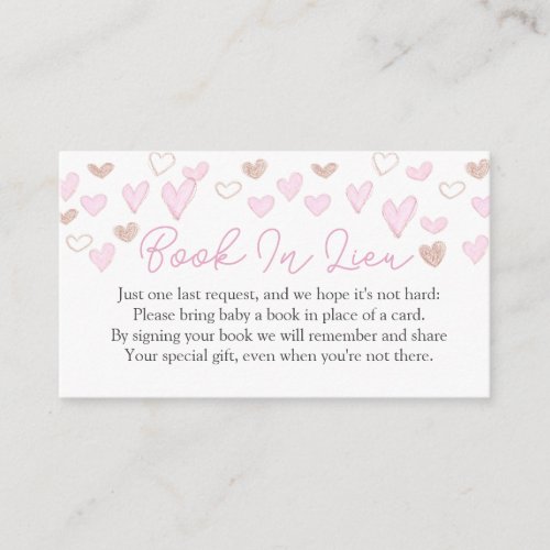 Valentine Baby Shower Book In lieu insert Cards