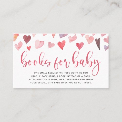 Valentine Baby Shower Books for Baby Insert Card