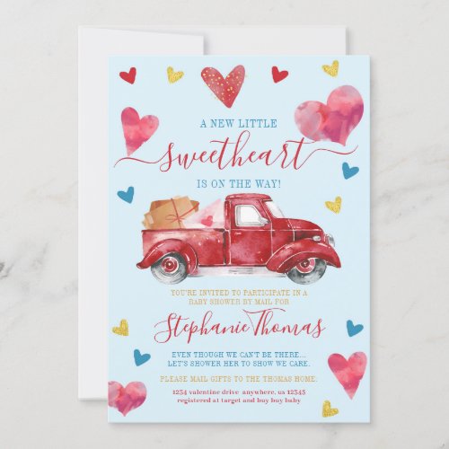 Valentine Baby Shower by Mail with Hearts Invitation