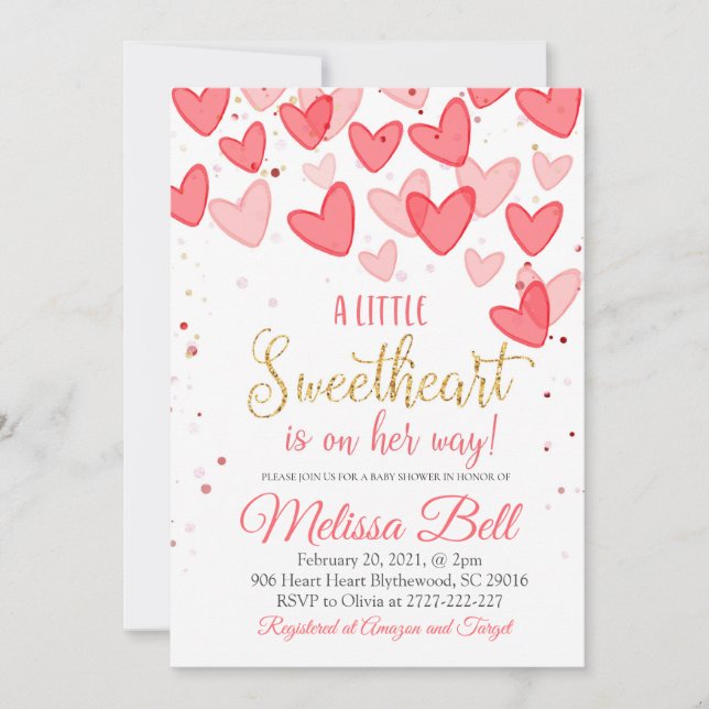 Valentine Baby Shower Invitation, Is on her way  Invitation (Front)