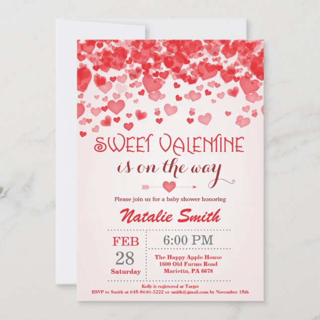 Valentine Baby Shower Invitation Little Sweetheart (Front)