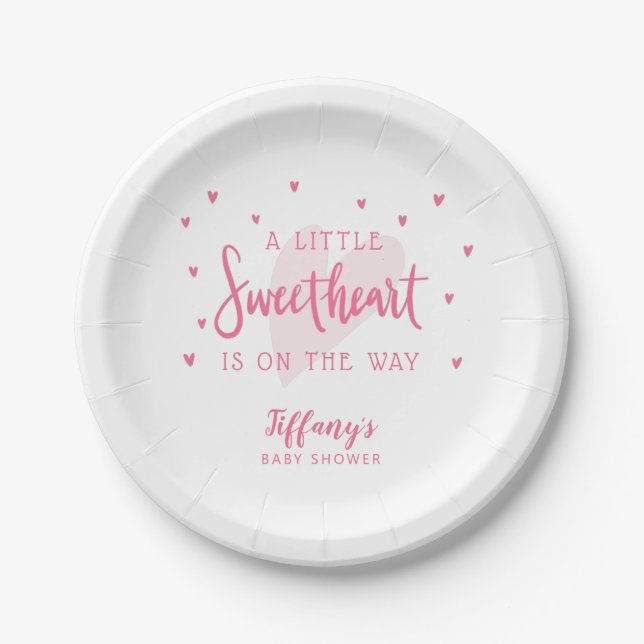 Valentine Baby Shower | Little Sweetheart Paper Plates (Front)