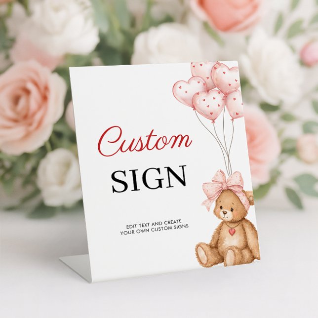 Valentine Baby Shower Pedestal Custom Sign (Valentine Baby Shower Pedestal Custom Pedestal Sign)