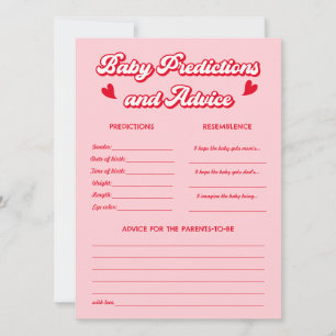Valentine Baby Shower Predictions Game Card