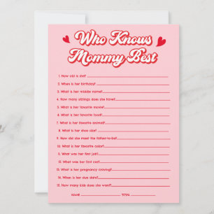 Valentine Baby Shower Who Knows Mommy Best Game Invitation