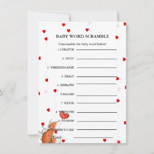 Valentine Baby word scramble baby shower game Card