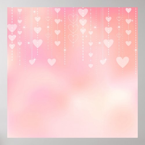 Valentine background bokeh hearts poster