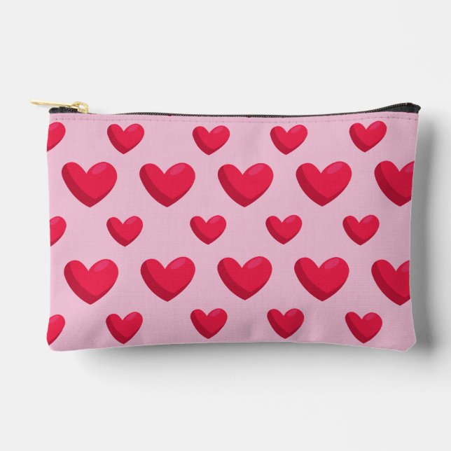 Valentine Background With Heart Love            Accessory Pouch (Front)