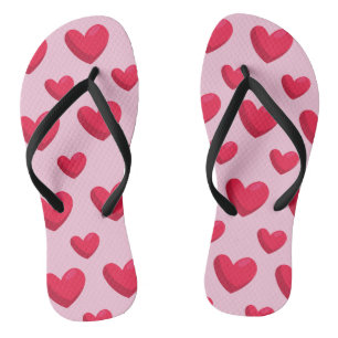 Valentine Background With Heart Love Flip Flops