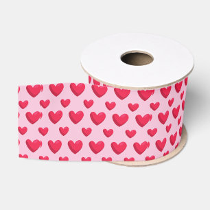 Valentine Background With Heart Love Grosgrain Ribbon