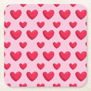 Valentine Background With Heart Love Square Paper Coaster