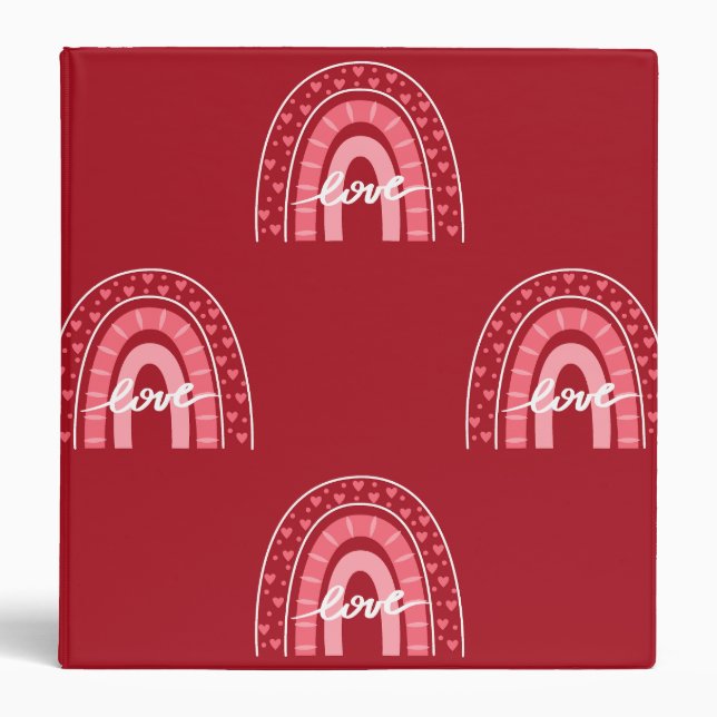 Valentine Background With Hearts Love         3 Ring Binder (Front)