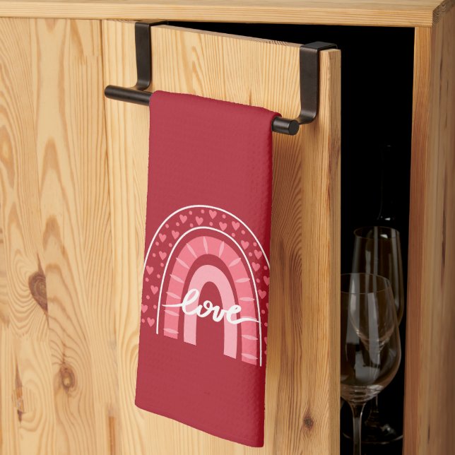 Valentine Background With Hearts Love   Kitchen Towel (Thirds Fold)