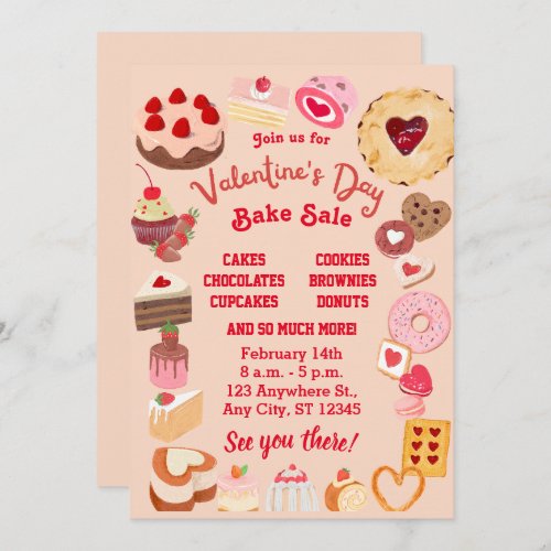  Valentine Bake Sale Flyer Valentine School Bake  Invitation