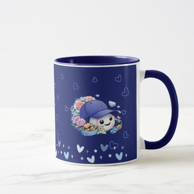 Valentine Baseball Blue Color Cute Mug (Right)