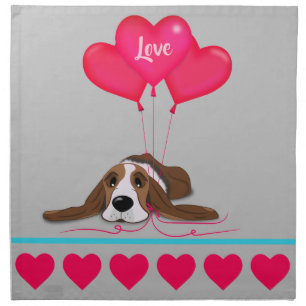 Valentine Basset Hound Cloth Napkin
