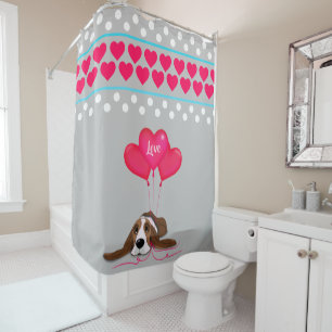 Valentine Basset Hound Shower Curtain