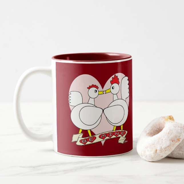 Valentine Be Mine Two-Tone Coffee Mug (With Donut)