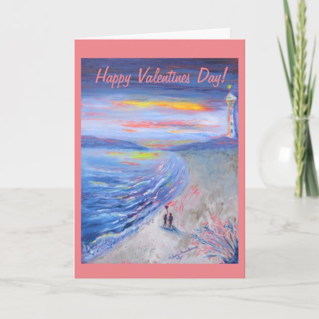 Valentine Beach Scene 5" x 7" Folded Greeting Card (Front)