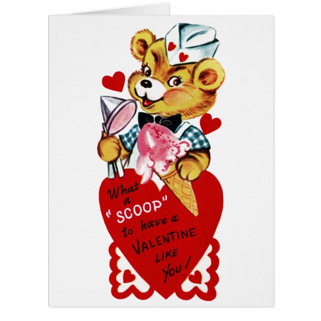 Valentine Bear and Ice Cream Big Greeting Card (Front)