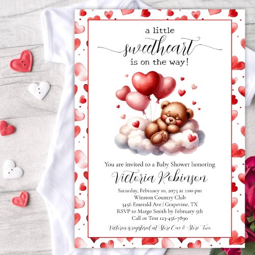 Valentine Bear Baby Shower Invitation