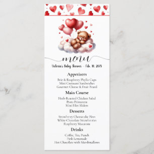 Valentine Bear Baby Shower Menu and Program
