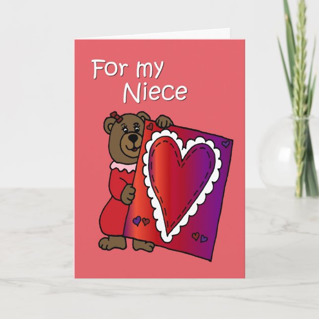 Valentine Bear for niece Holiday Card (Front)