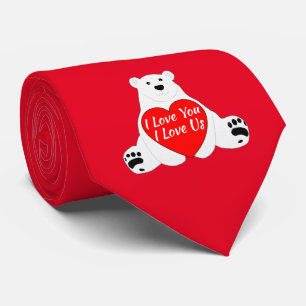 Valentine Bear Holding A Heart Neck Tie
