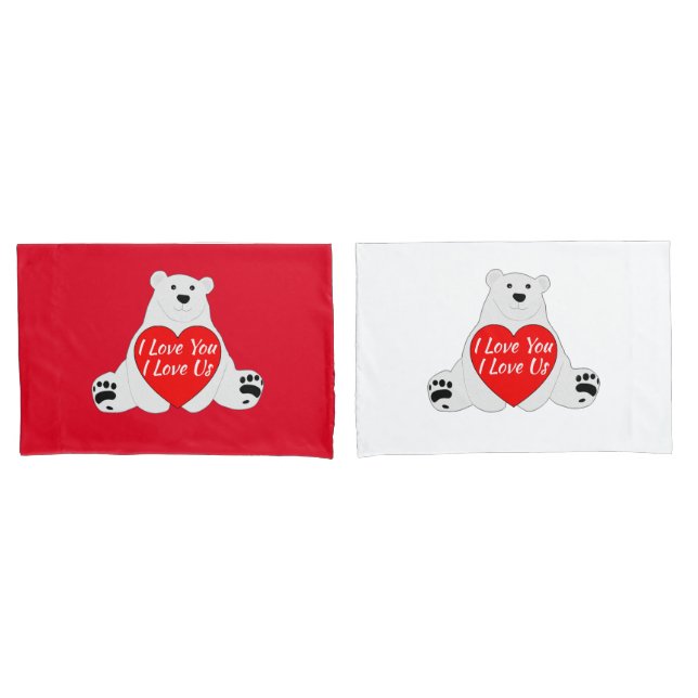 Valentine Bear Holding A Heart Pillow Case (Front-Set)