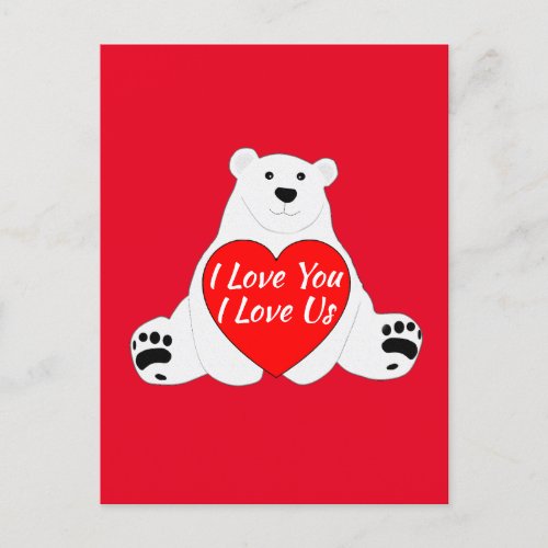 Valentine Bear Holding A Heart Postcard