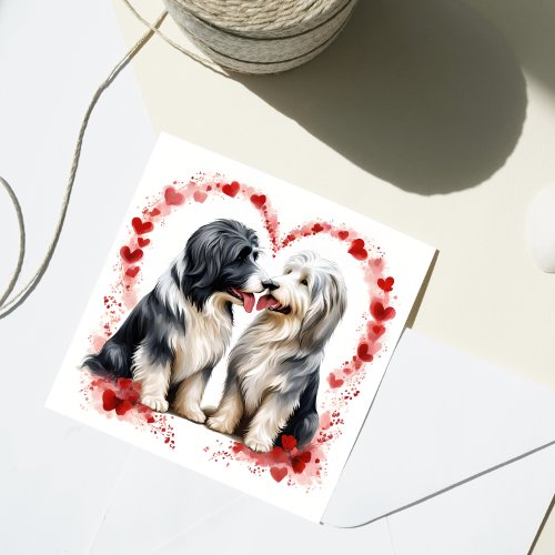 Valentine Bearded Collie Sweethearts Love Holiday Card