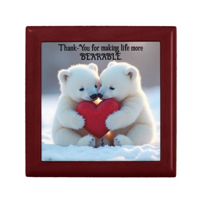 Valentine Bears Wooden Jewelry Keepsake Box (Front)