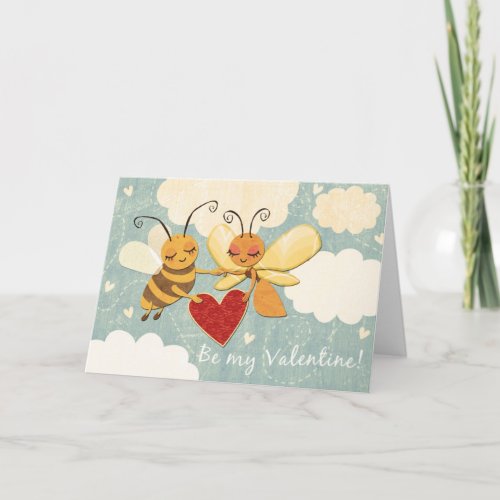Valentine Bee  Butterfly Greeting Card