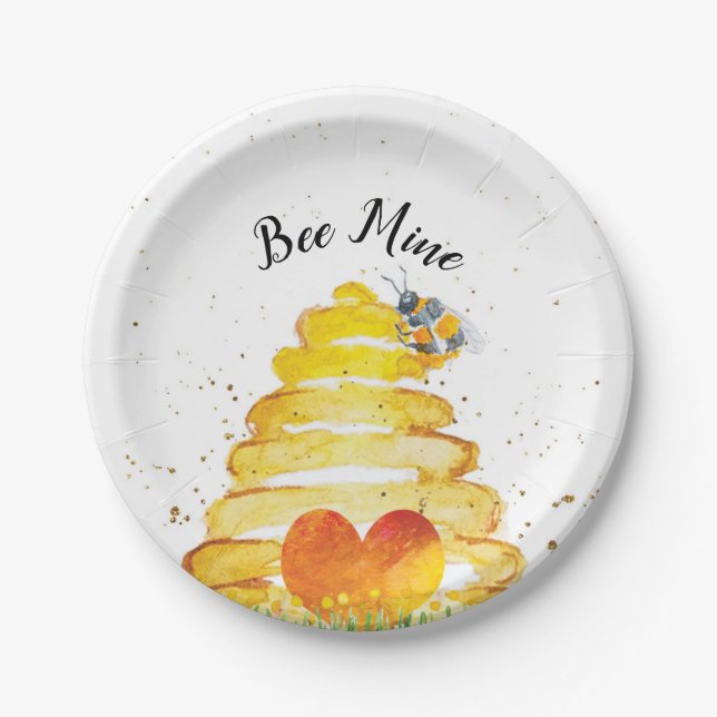 Valentine Bee Mine Paper Plates (Front)