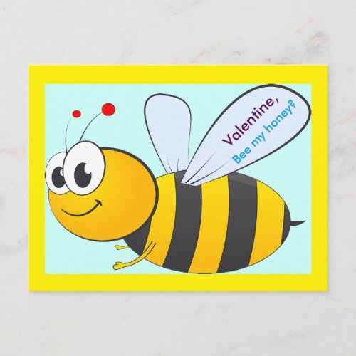 Valentine Bee Postcard for Children Grandchildren