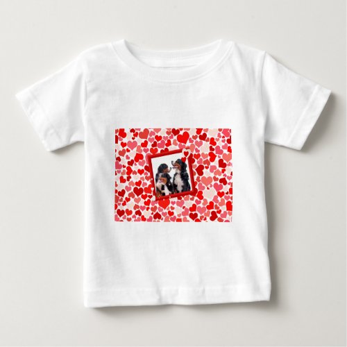 Valentine Bernese Mountain dog Heart Baby T_Shirt