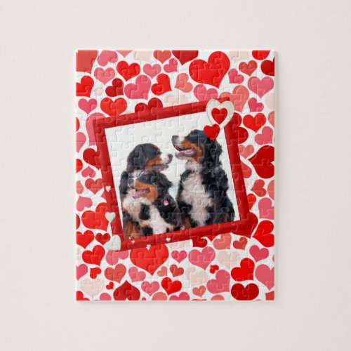 Valentine Bernese Mountain dog Heart Jigsaw Puzzle