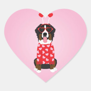 Valentine Bernese Mountain Dog Heart Sticker