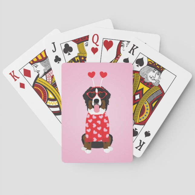 Valentine Bernese Mountain Dog Poker Cards (Back)